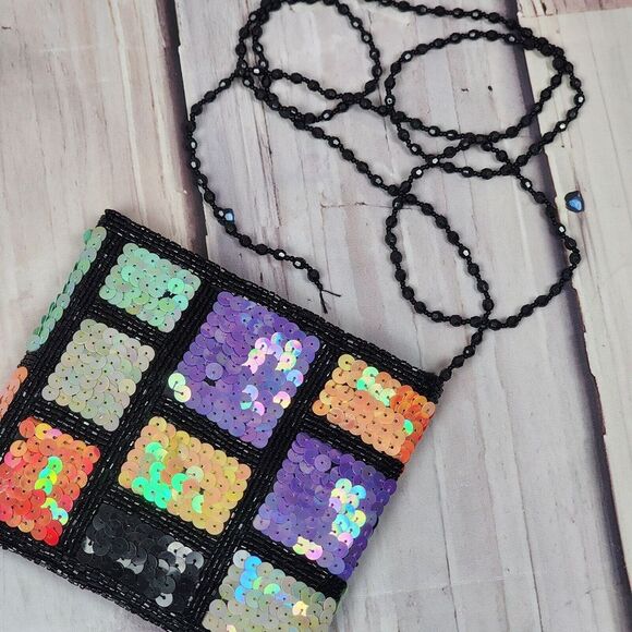Valerie Stevens Multicolor Formal Evening Purse‎ Chain Strap Beaded Sequins - Picture 1 of 4